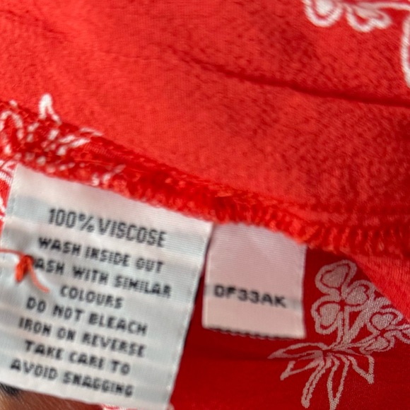 Ghost London red and white floral tie sleeve, short sleeve midi dress S - Picture 6 of 10